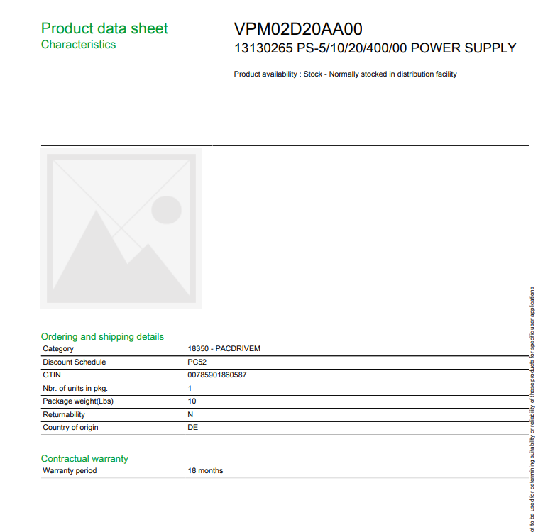 Elau VPM02D20AA00 Servo Drive