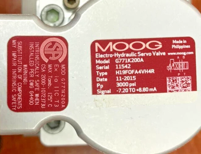 MOOG 312A6077P001 G771K200A High-performance Servo Valve