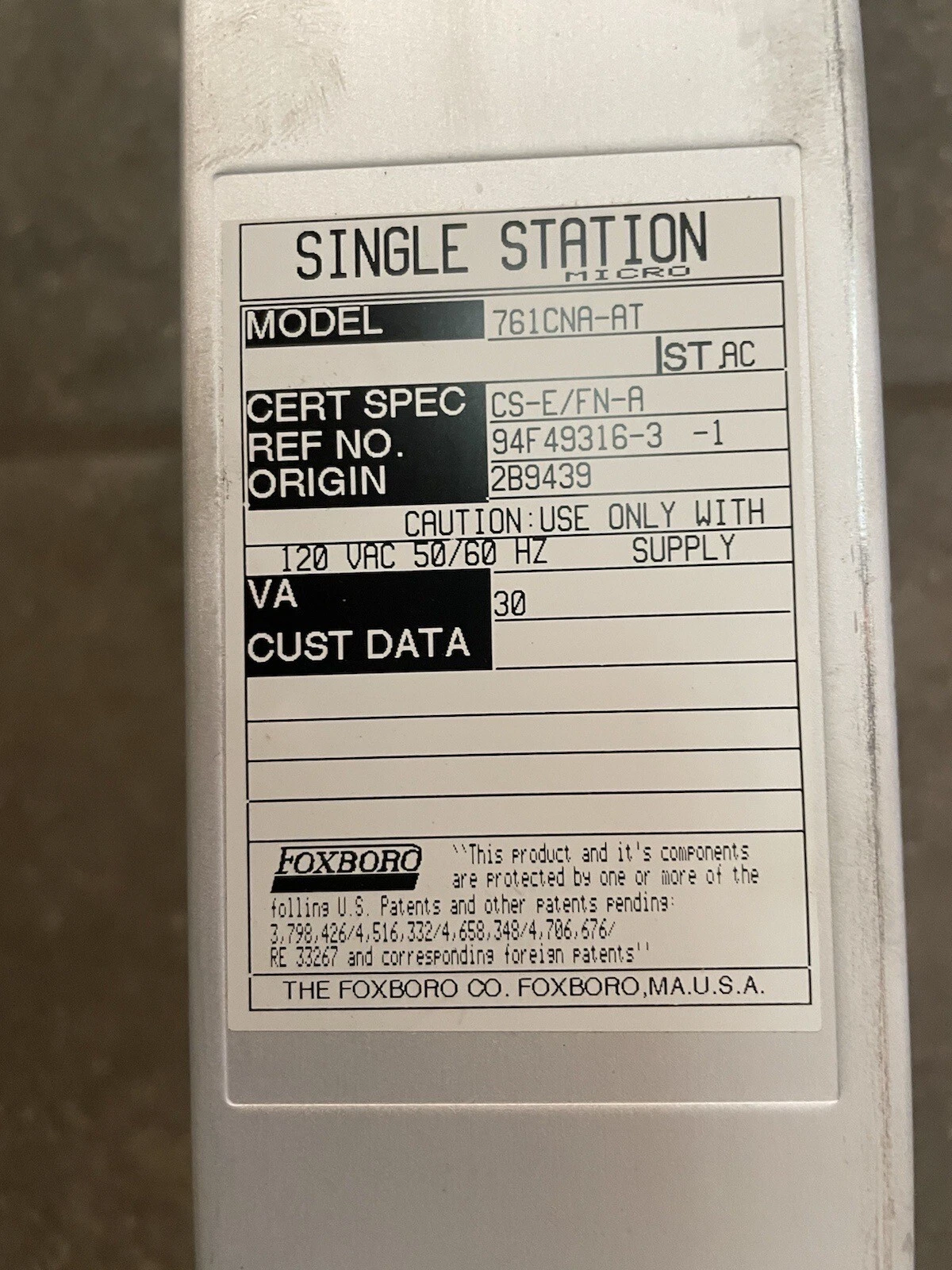 FOXBORO 761CNA-AT K01434AKE  Analog Input Controller module