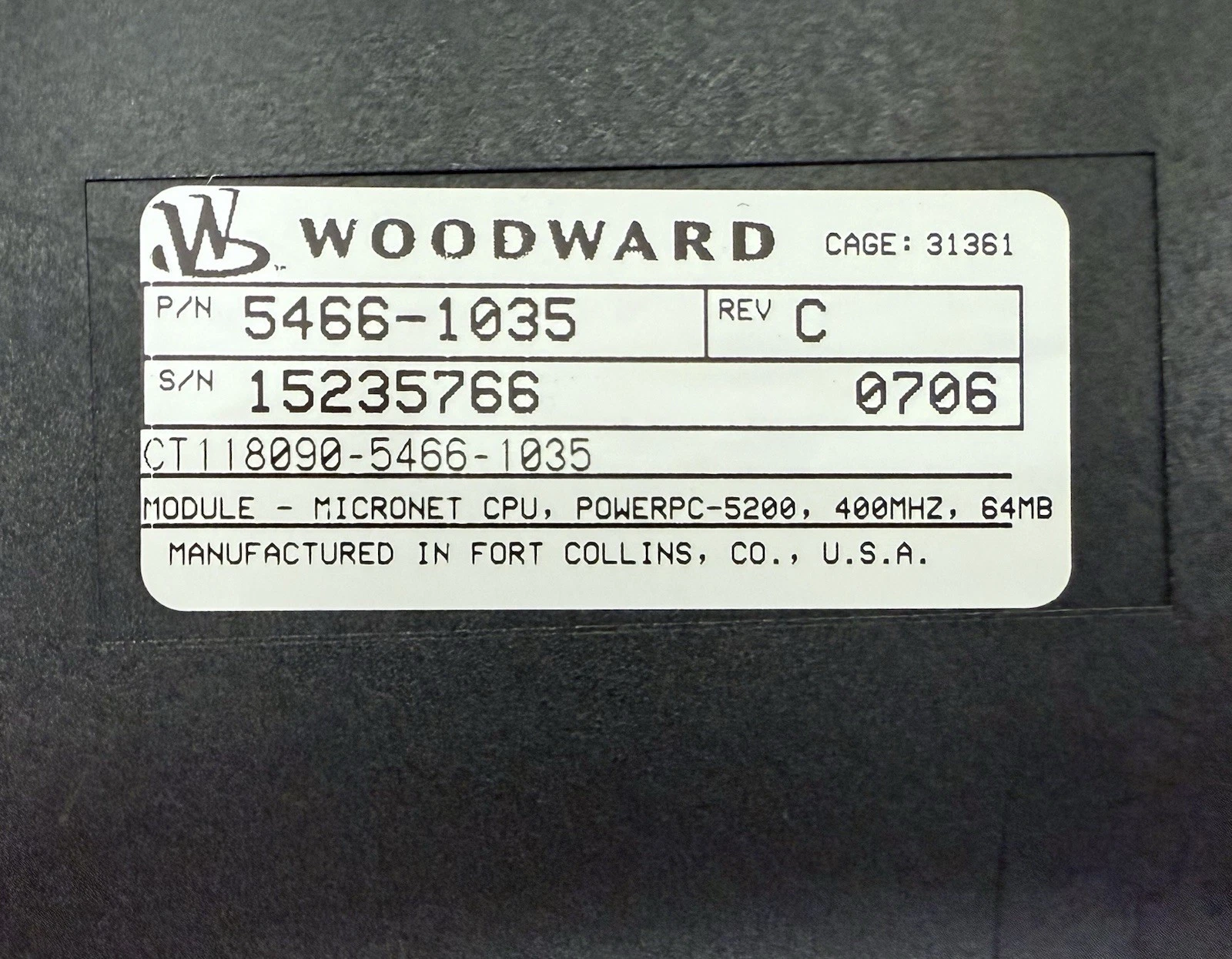 WOODWARD 5466-1035 High-performance electronic control module