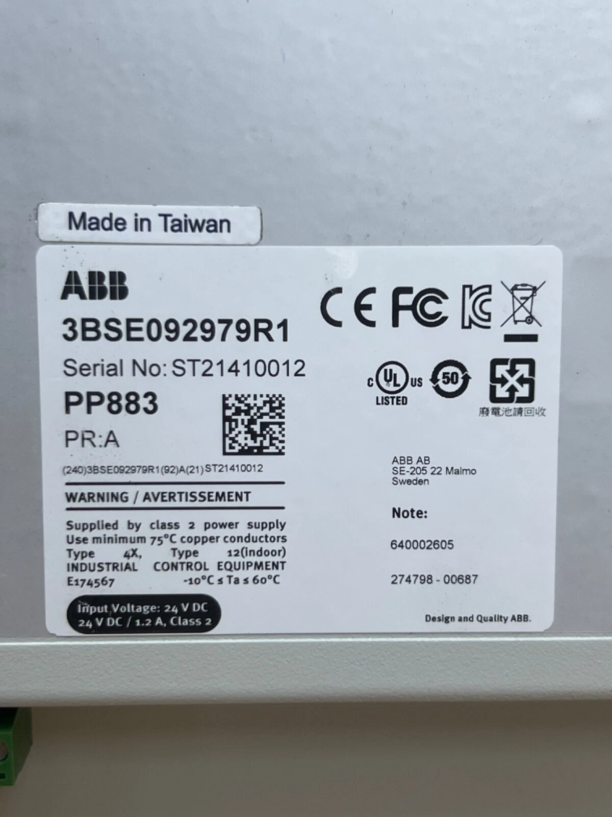 ABB PP883 3BSE092979R1 Operator Panel