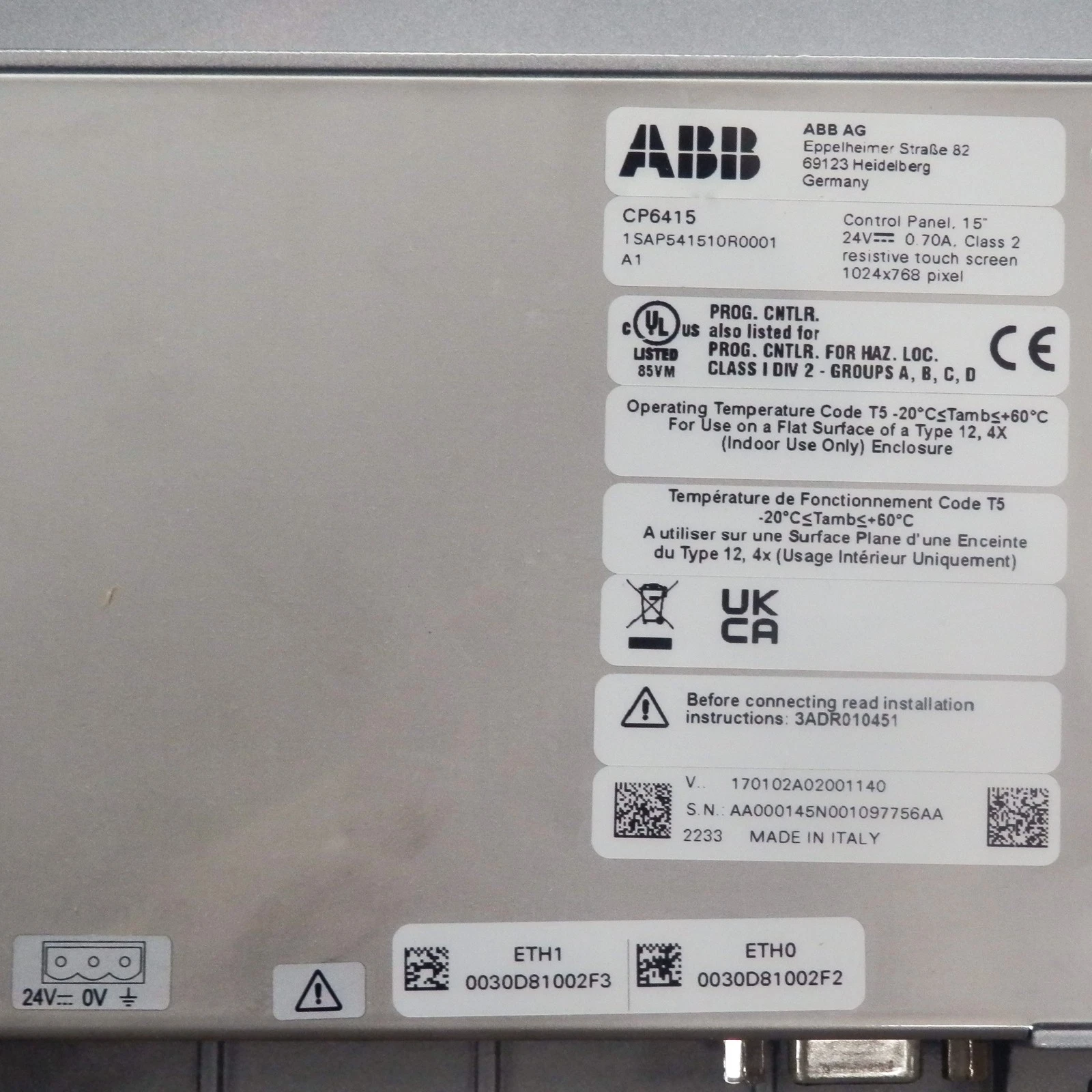 ABB CP6415 1SAP541510R0001 Operator Panel 