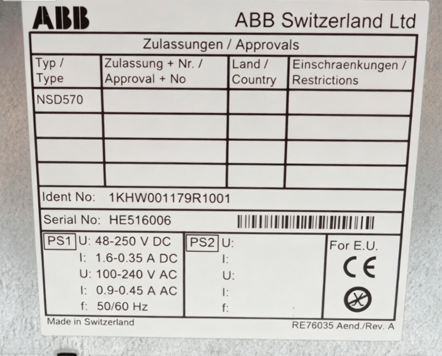 ABB NSD570 1KHW001179R1001 | Generator Excitation Control Module – High‑Demand Aftermarket Spare for Power Plant Excitation Retrofit & Emergency Repair